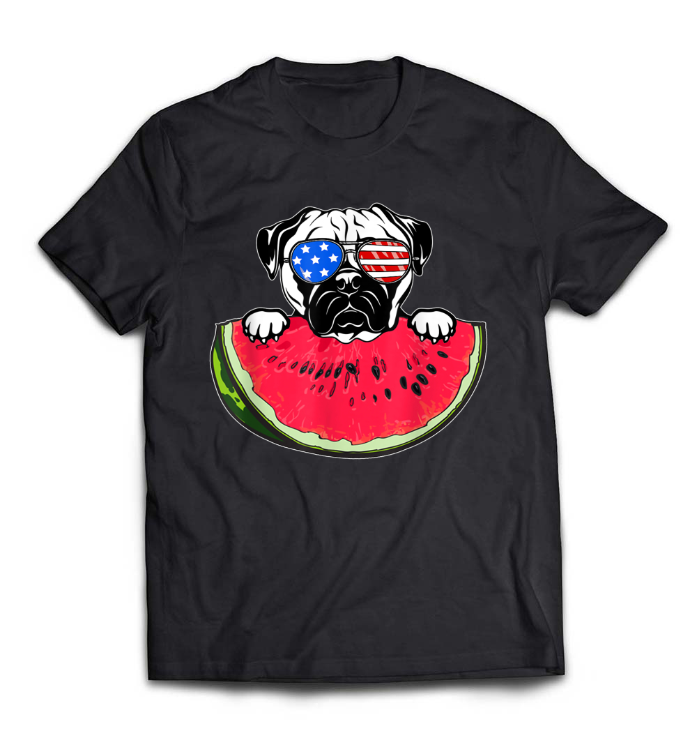 “Funny Watermelon Day Shirt” – A Perfect Tee for Pug and Watermelon Lovers